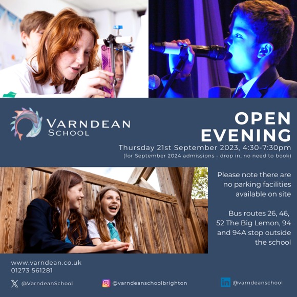 Varndean Open Evening 2023 Flyer