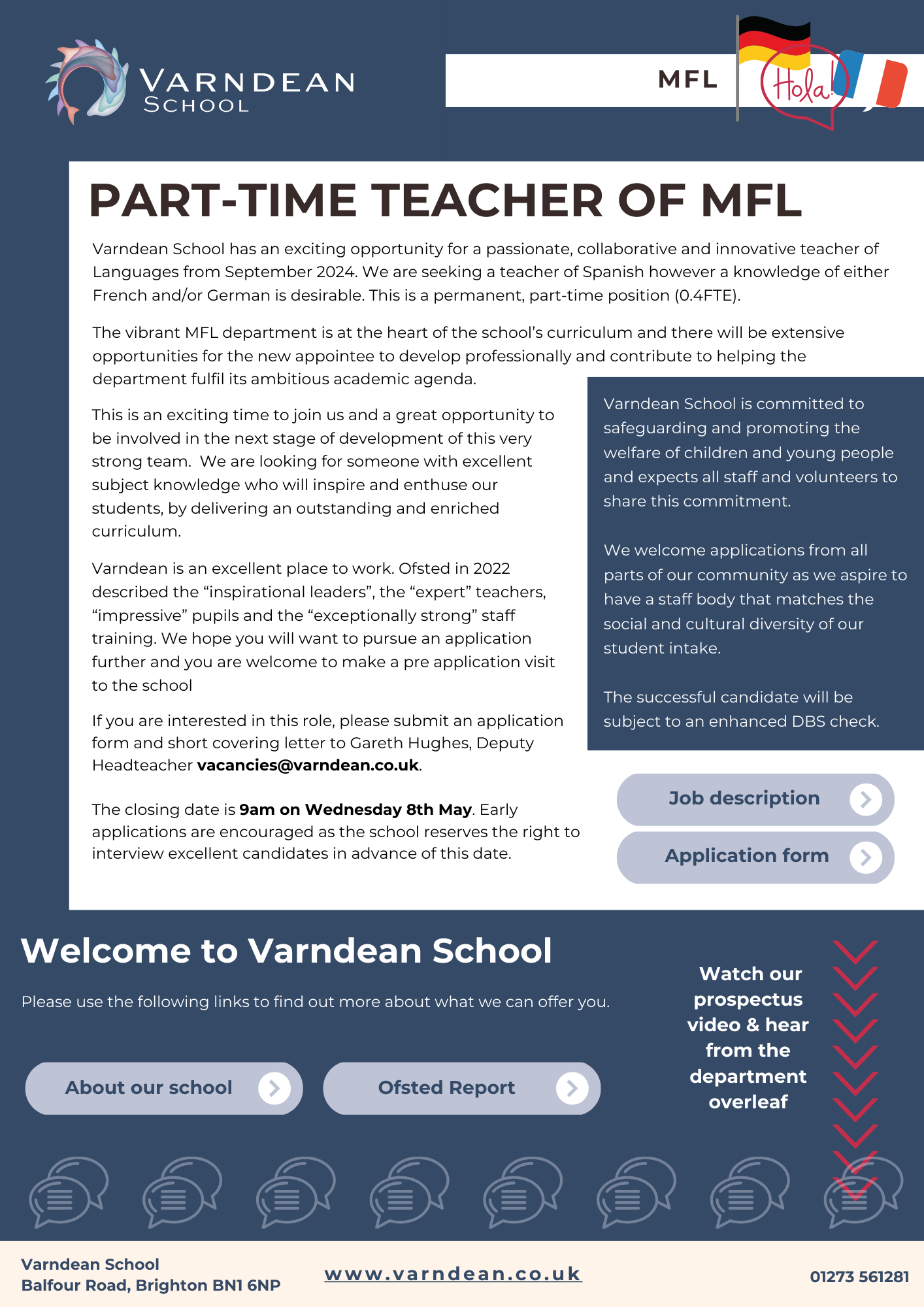 Varndean School   Part time Teacher of MFL