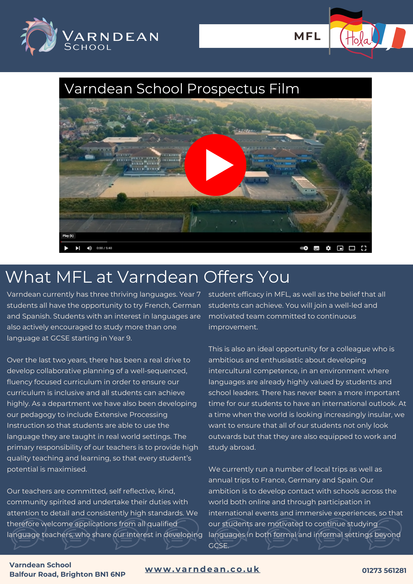 Varndean School   Part time Teacher of MFL (1)
