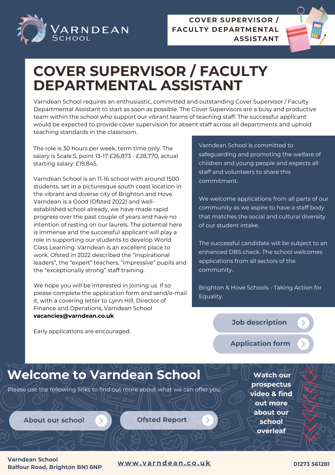 Cover Supervisor  Faculty Departmental Assistant